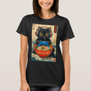 Cat Ramen Japanese Funny Graphic Tees Kawaii Cat A