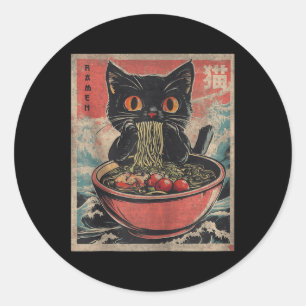 Cat Ramen Japanese Funny Kawaii Cat Graphic Mens G Classic Round Sticker
