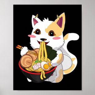 Cat Ramen Kawaii Anime Japanese Food Girls Officia Poster