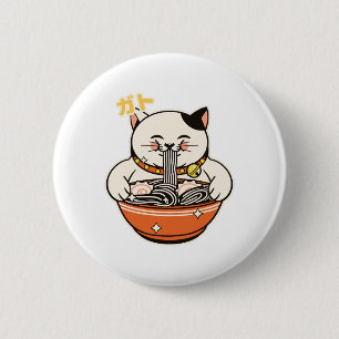 Cat Ramen Kawaii Design 6 Cm Round Badge