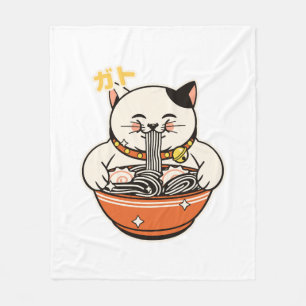 Cat Ramen Kawaii Design Fleece Blanket