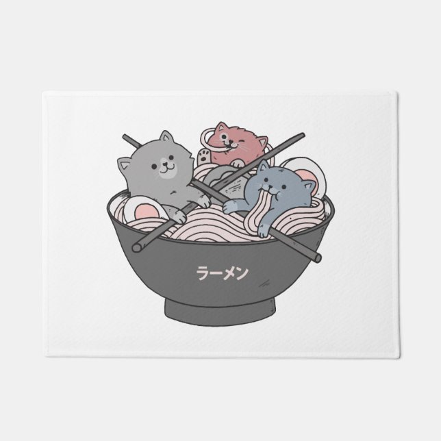 Cat Ramen Kawaii Doormat (Front)