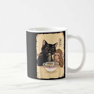 Cat Ramen Monkey Shirt Funny Cat Monkey Eating Ram Coffee Mug