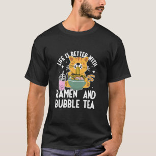 Cat Ramen Noodle Boba Bubble Tea Japanese Kawaii A T-Shirt