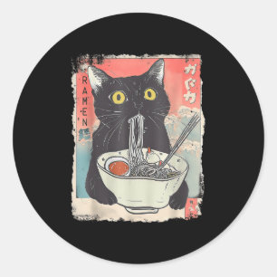 Cat Ramen Noodle Japanese Anime Manga Ramen Kawaii Classic Round Sticker