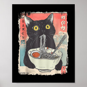 Cat Ramen Noodle Japanese Anime Manga Ramen Kawaii Poster