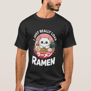 Cat Ramen Slurp Session Fun Food Animal Design T-Shirt