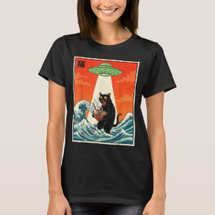 Cat Ramen Ufo Funny Japanese Anime Tee Men Women T