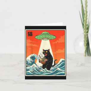 Cat Ramen Ufo Funny Japanese Anime Tee Men Women T Card