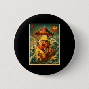 Cat Ramen Ufo Funny Men Women Teens Kids Japanese 6 Cm Round Badge