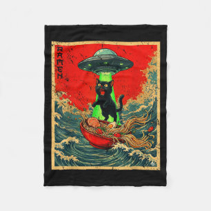 Cat Ramen Ufo Japanese Anime Graphic Tees Men Wome Fleece Blanket