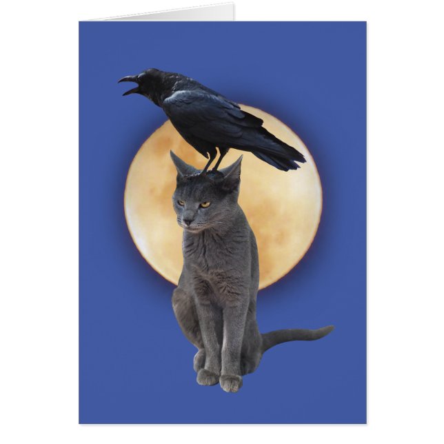 Cat Raven Moon Card (Front)