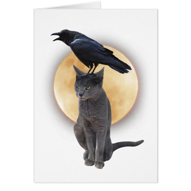 Cat Raven Moon Card (Front)