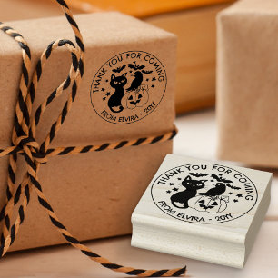 Cat Raven Pumpkin Happy Halloween Rubber Stamp