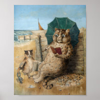Cat Reading a Book by Louis Wain