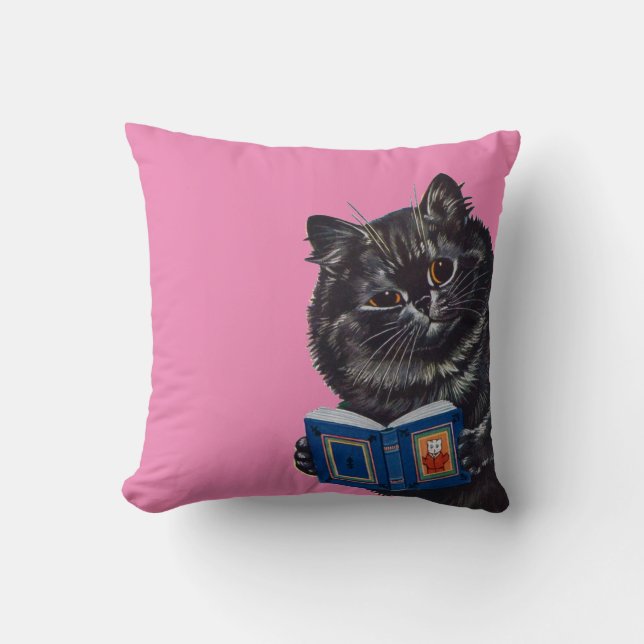 Cat Reading a Book, Louis Wain Cushion (Front)