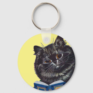 Cat Reading a Book, Louis Wain Key Ring