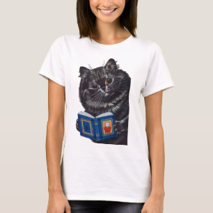 Cat Reading a Book, Louis Wain T-Shirt