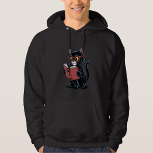 Cat Reading a Book Nerd Kitty Bookworm Hoodie