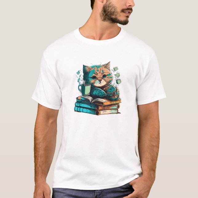  Cat Reading A book  T-Shirt (Front)