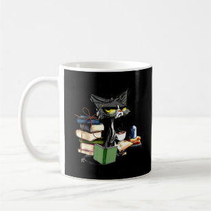 Cat Reading And Coffee Because Murder Is Wrong  Coffee Mug