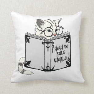 Cat Reading Book Cushion