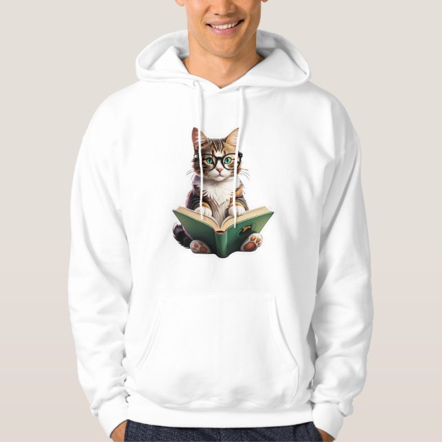 Cat Reading Book  Hoodie (Front)