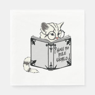 Cat Reading Book Napkin