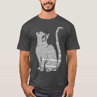 cat reading book sticker retro T-Shirt