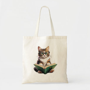 Cat Reading Book  Tote Bag