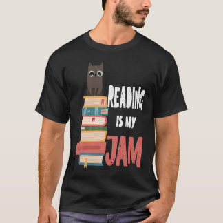 Cat Reading Is My Jam Teacher Book Nerds T-Shirt