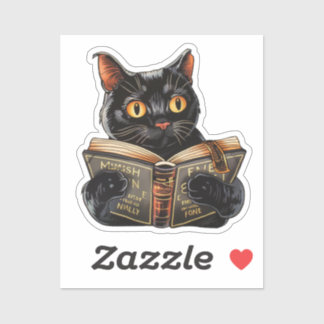 Cat Reading Sticker