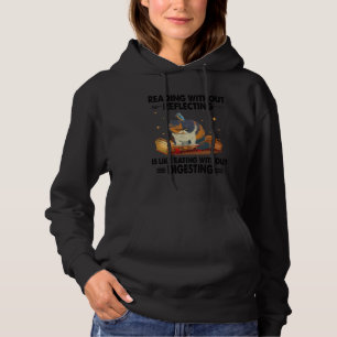 Cat reading without reflecting grumpy book hoodie