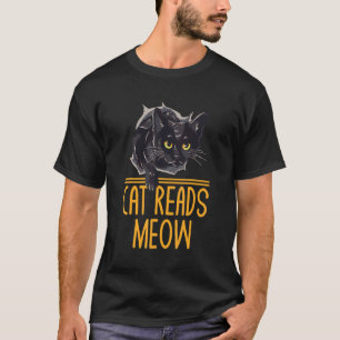 Cat Reads Meow Cat Humour Kitten Dad Jokes 1 T-Shirt