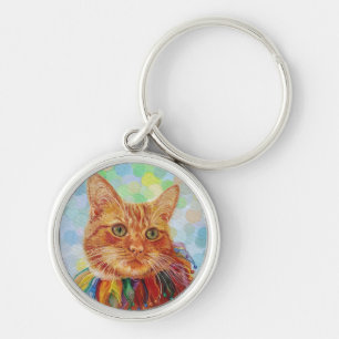 Cat Red Ginger Keychain Oil Painting Design