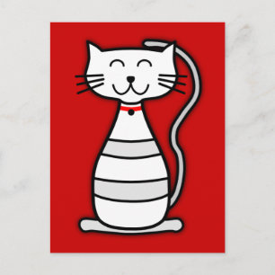 cat red grey black happy white cartoon kitten smil postcard