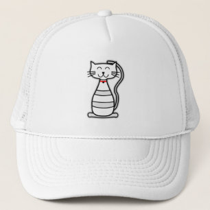 cat red grey black happy white cartoon kitten smil trucker hat