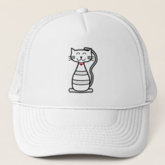 cat red grey black happy white cartoon kitten smil trucker hat