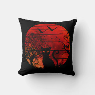 CAT RED MOON NIGHT BLACK CATS LOVER CUSHION