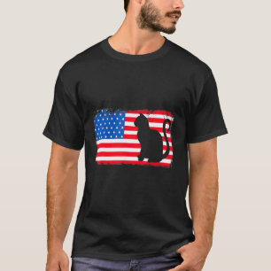 Cat Red White Blue Patriotic Usa Boy Girl Kids T-Shirt