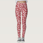 Cat Red White Leggings<br><div class="desc">Lots of little white cats on a red background.  A fun pattern for any time of year,  but particularly fun for Christmas.  Ideal for veterinarians or animal lovers.</div>