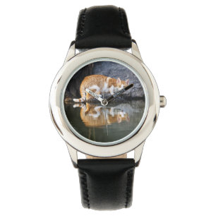 Cat Reflection in Pond Water Photo - for girls Watch