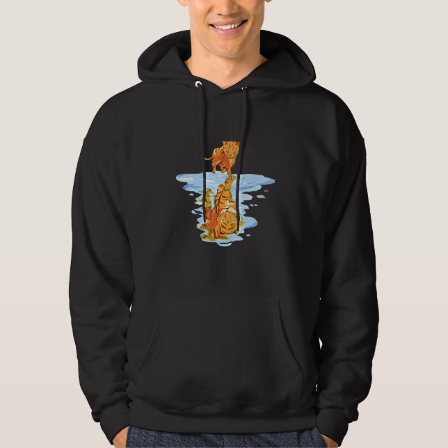 Cat Reflects Strong Tiger Hoodie (Front)