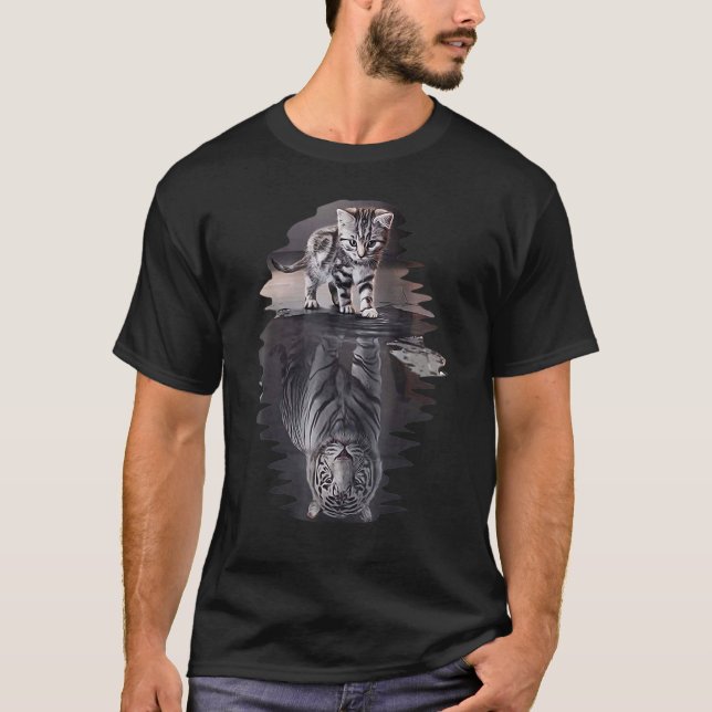Cat Reflects Strong Tiger T-Shirt (Front)