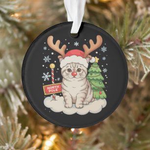 Cat Reindeer Antlers Christmas Tree Xmas Holiday Ornament