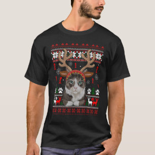 Cat Reindeer Antlers Headband Ugly Christmas Swe T-Shirt