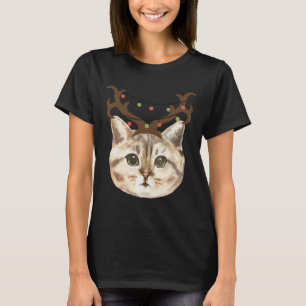 Cat Reindeer Christmas Lights Christmas In July  T-Shirt