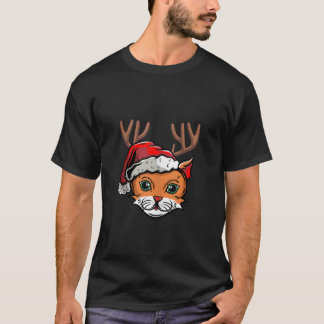 Cat Reindeer Santa Christmas Family X Mas Ugly Des T-Shirt