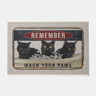 Cat Remember Wash Your Paws Doormat
