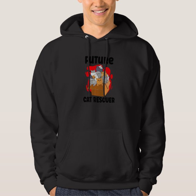 CAT RESCUE ANIMAL RIGHTS RESCUE CAT ADOPTION Premi Hoodie (Front)